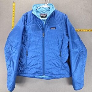 Patagonia Jacket Womens M Blue Insulated Primaloft Quilted Full Zip Lightweight